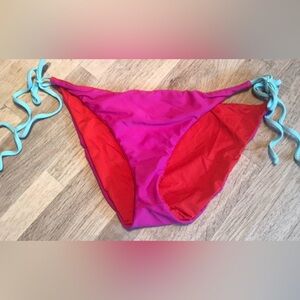 Reversible Vibrant Pink and Red Bikini Bottom Basta Surf